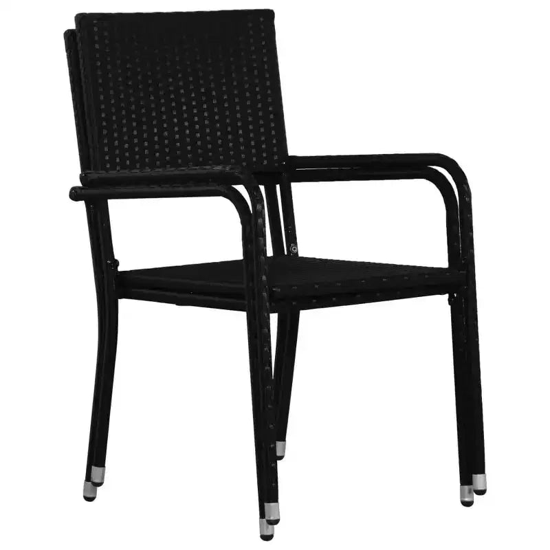 vidaXL Lot de 4 chaises de salle à manger de jardin, rotin PE noir, acier Standard - Noir 4
