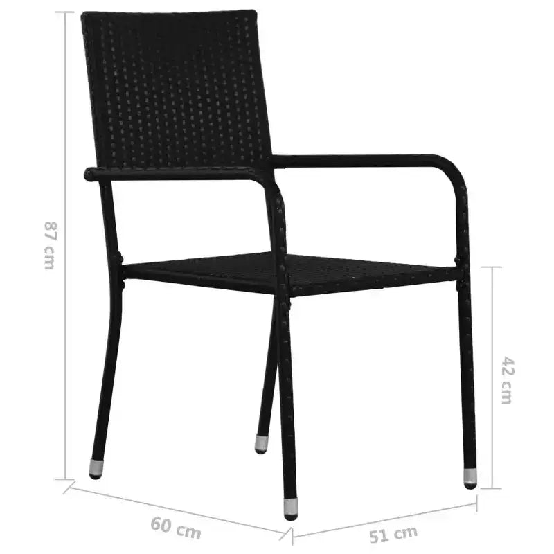 vidaXL Lot de 4 chaises de salle à manger de jardin, rotin PE noir, acier Standard - Noir 4