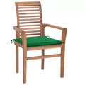 vidaXL Versatile Dining Chairs with Green Cushions, Teak Wood, Suitable for Indoor/Outdoor Use, Ergonomic Comfort Design, Space-Saving Stackable