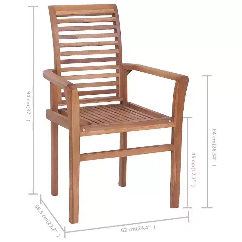 vidaXL Chaises de salle à manger polyvalentes avec coussins verts, bois de teck, adaptées à une utilisation intérieure/extérieure, design ergonomique confortable, empilables et peu encombrantes