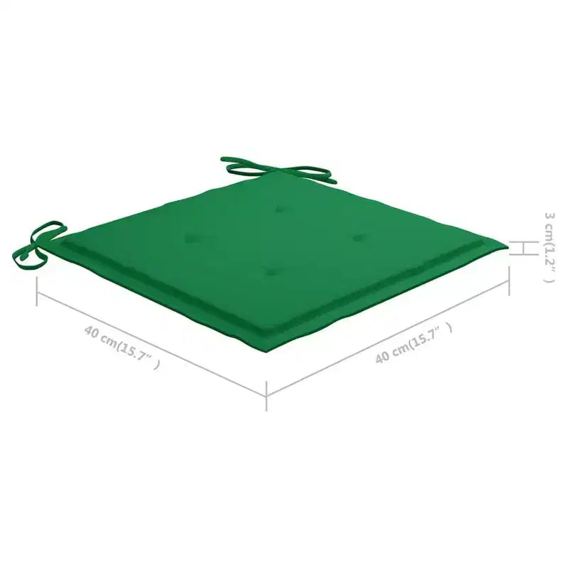 vidaXL Chaises de salle à manger polyvalentes avec coussins verts, bois de teck, adaptées à une utilisation intérieure/extérieure, design ergonomique confortable, empilables et peu encombrantes
