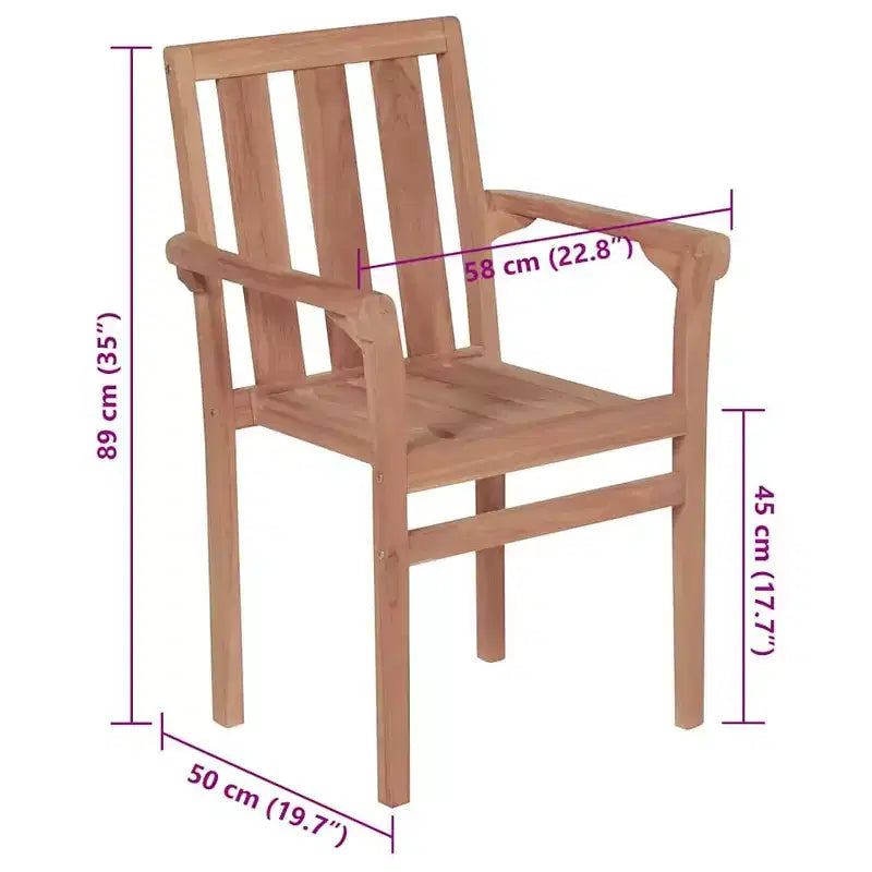 vidaXL Lot de 8 Chaises de Jardin Empilables en Bois de Teck avec Coussins Gris - Sièges d'Extérieur Durables