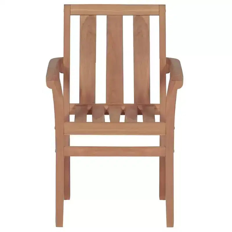 vidaXL Lot de 8 Chaises de Jardin Empilables en Bois de Teck avec Coussins Gris - Sièges d'Extérieur Durables