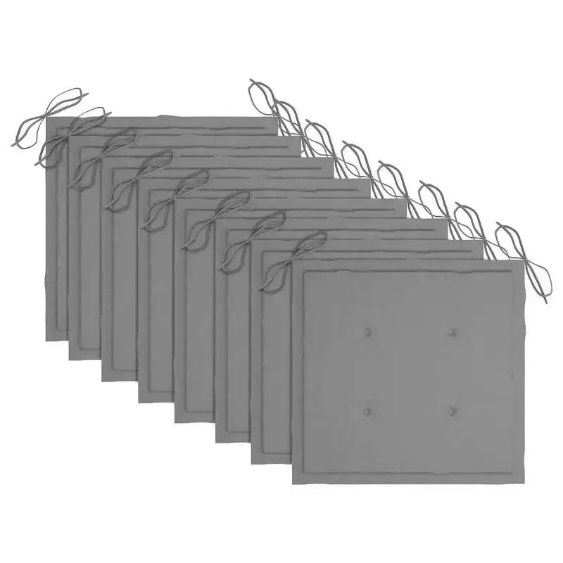 vidaXL Lot de 8 Chaises de Jardin Empilables en Bois de Teck avec Coussins Gris - Sièges d'Extérieur Durables