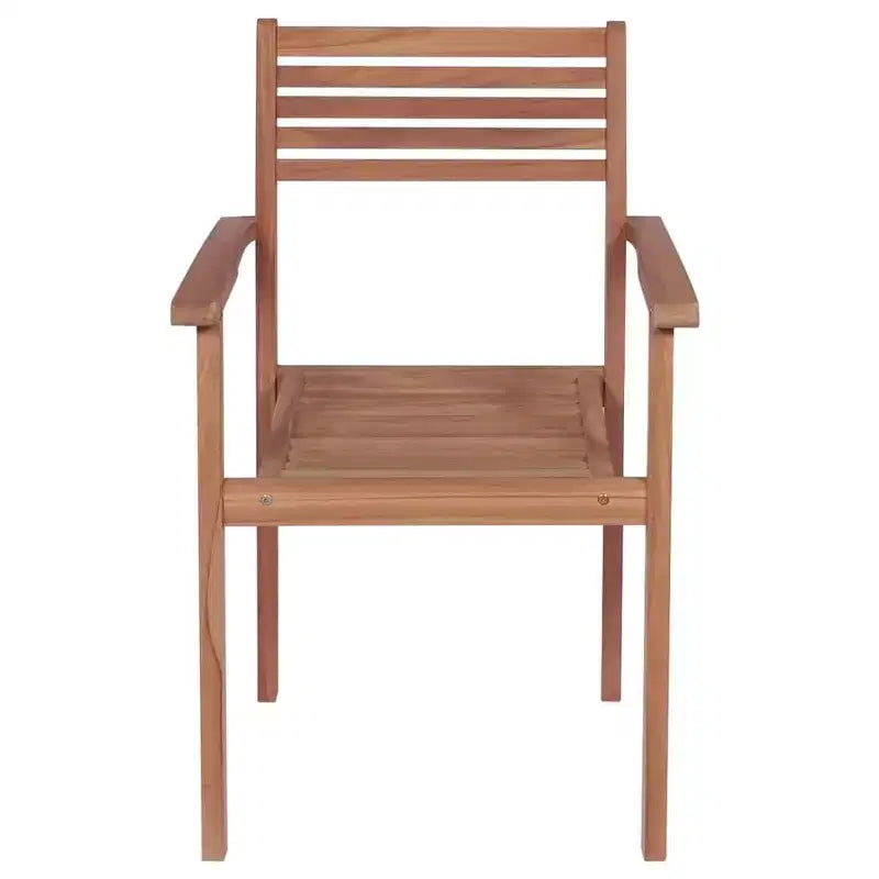 vidaXL Chaises de patio d'extérieur, lot de 4, coussins gris inclus, en bois de teck massif durable, conception empilable, polyvalentes pour la maison ou le café