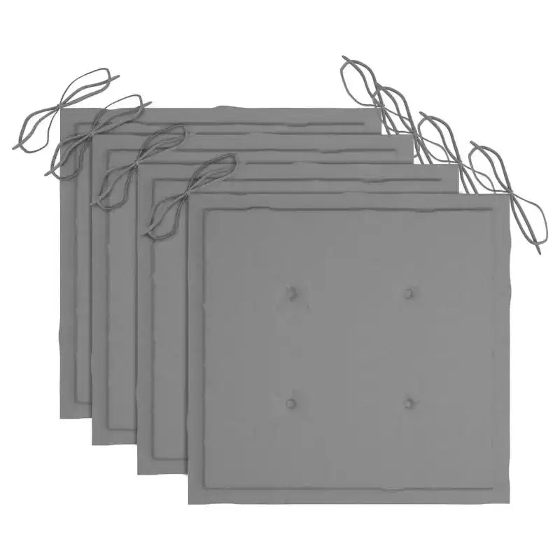 vidaXL Chaises de patio d'extérieur, lot de 4, coussins gris inclus, en bois de teck massif durable, conception empilable, polyvalentes pour la maison ou le café