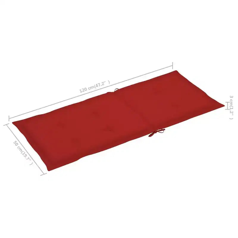 vidaXL Ensemble de chaises de jardin en teck avec coussins rouges, Résistant aux intempéries, Pliable, Réglable, Mobilier d'extérieur confortable pour jardin, patio et coin salon