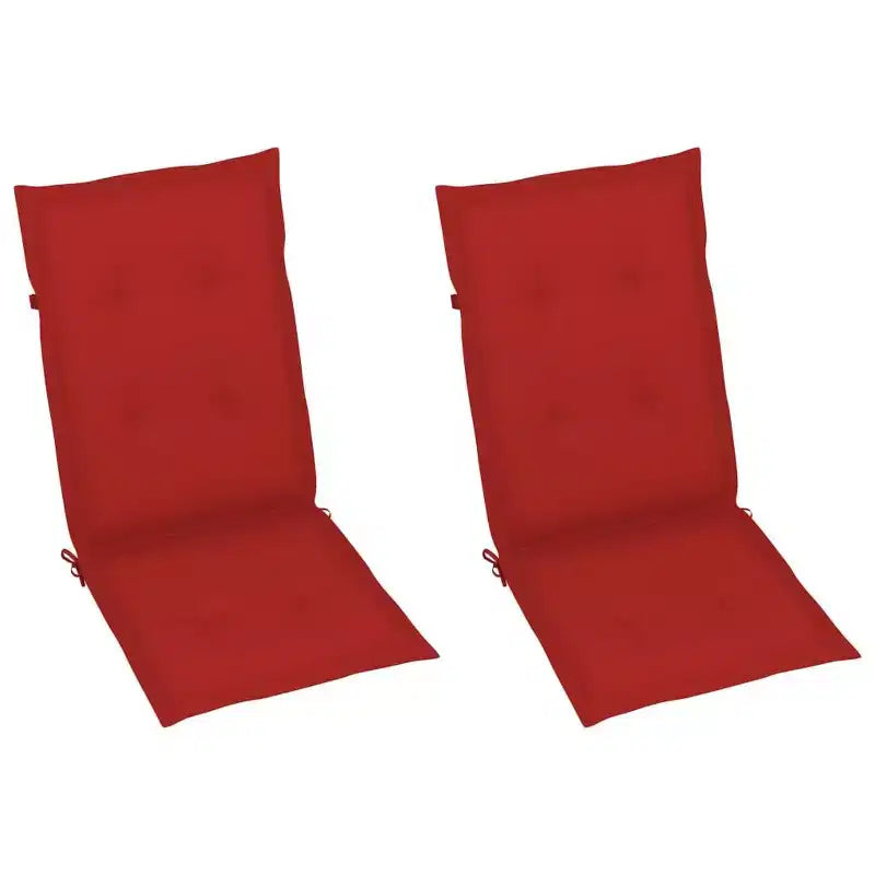vidaXL Ensemble de chaises de jardin en teck avec coussins rouges, Résistant aux intempéries, Pliable, Réglable, Mobilier d'extérieur confortable pour jardin, patio et coin salon
