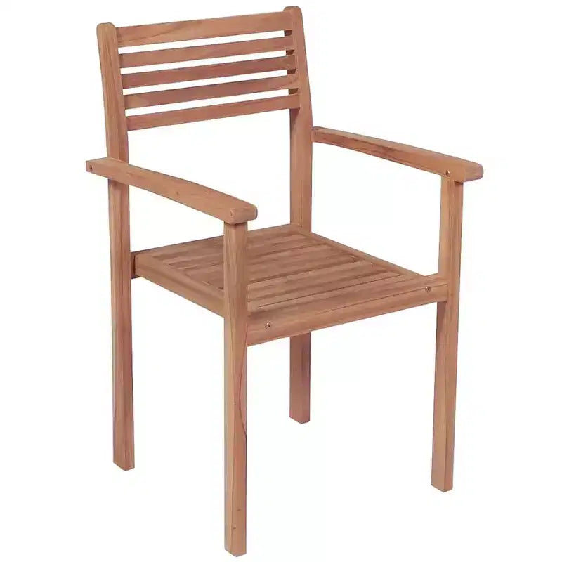 vidaXL - Lot de 6 chaises de jardin empilables avec coussins - Bois de teck massif, durable et résistant aux intempéries, idéal pour la maison, le bureau, le bar ou le café