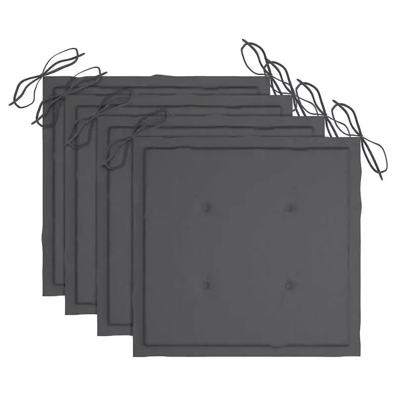 vidaXL Chaises de jardin en teck massif avec coussins anthracite, résistantes aux intempéries, conviennent à l'extérieur, lot de 4