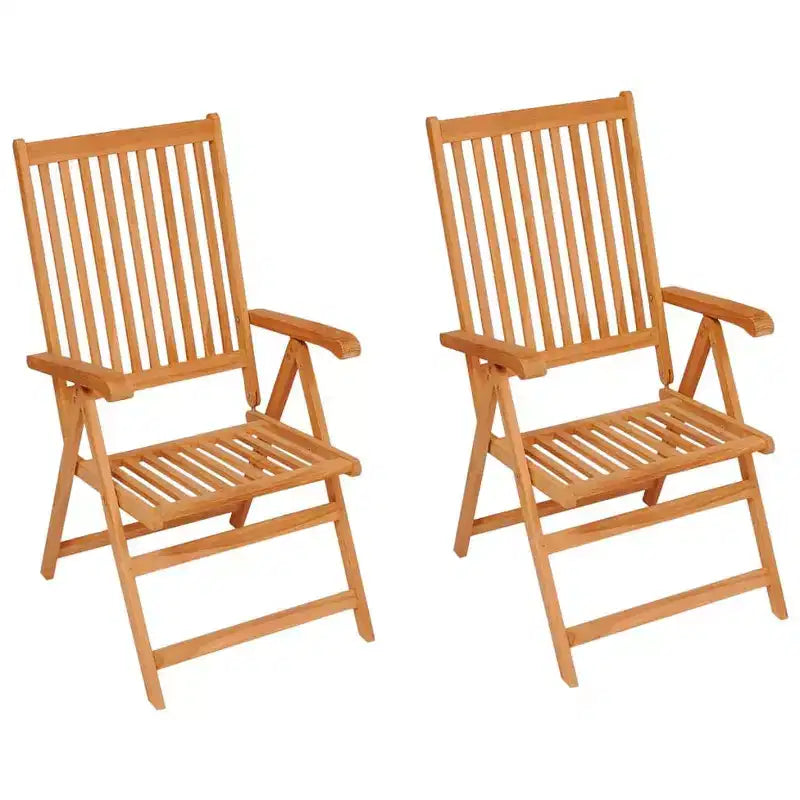 vidaXL Highly Resilient Patio Chairs with Anthracite Cushions - Solid Teak Wood - Adjustable backrest - Suitable for Outdoor Use  Set of 2