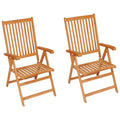 vidaXL Highly Resilient Patio Chairs with Anthracite Cushions - Solid Teak Wood - Adjustable backrest - Suitable for Outdoor Use  Set of 2