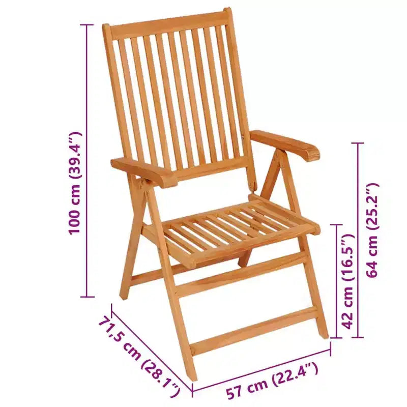 vidaXL Chaises de patio très résistantes avec coussins anthracite - Bois de teck massif - Dossier réglable - Convient pour l'extérieur - Lot de 2