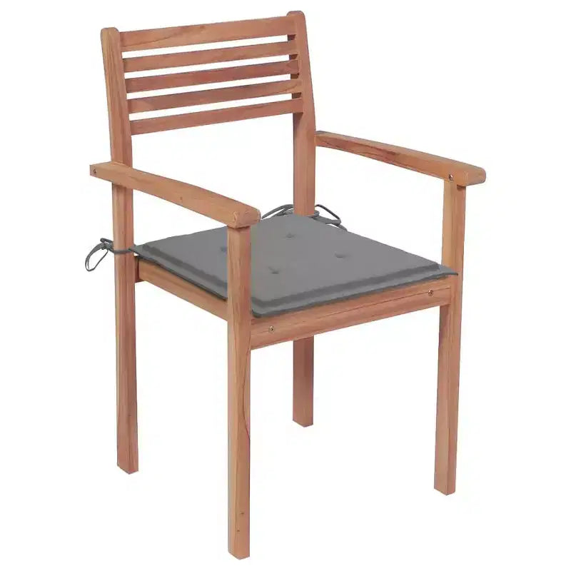 vidaXL Teak Wood Stackable Patio Chairs with Cushions - Set of 6 - Weather-Resistant, Easy Assembly, Versatile Design