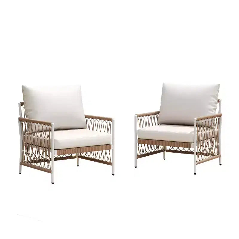 Christopher Knight Home Miles Chaises longues de jardin bohèmes avec cordes tissées à la main et coussins (Lot de 2)