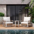 Christopher Knight Home Dolphine Bohemian 3 Piece Patio Handwoven Rope Swivel Seating Set with Glass Top Side Table