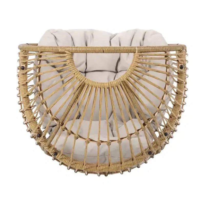 GDFStudio Fauteuil œuf pivotant d'extérieur en osier Reeve avec coussin