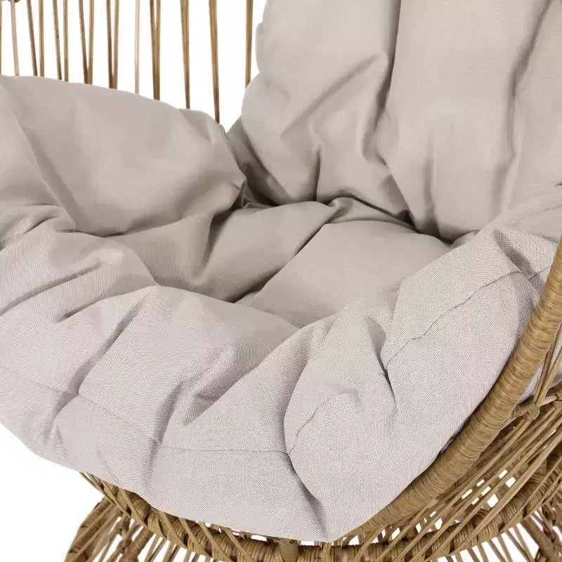 GDFStudio Fauteuil œuf pivotant d'extérieur en osier Reeve avec coussin