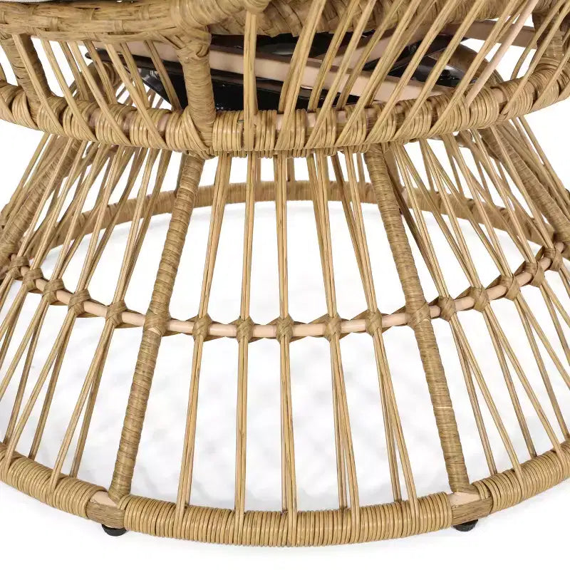 GDFStudio Fauteuil œuf pivotant d'extérieur en osier Reeve avec coussin