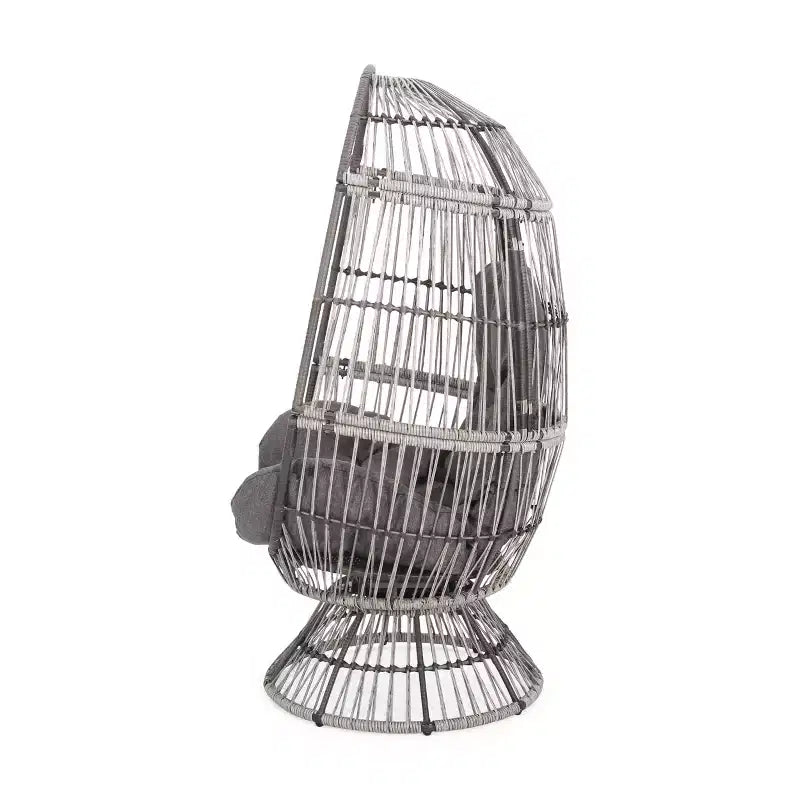 GDFStudio Fauteuil œuf pivotant d'extérieur en osier Reeve avec coussin