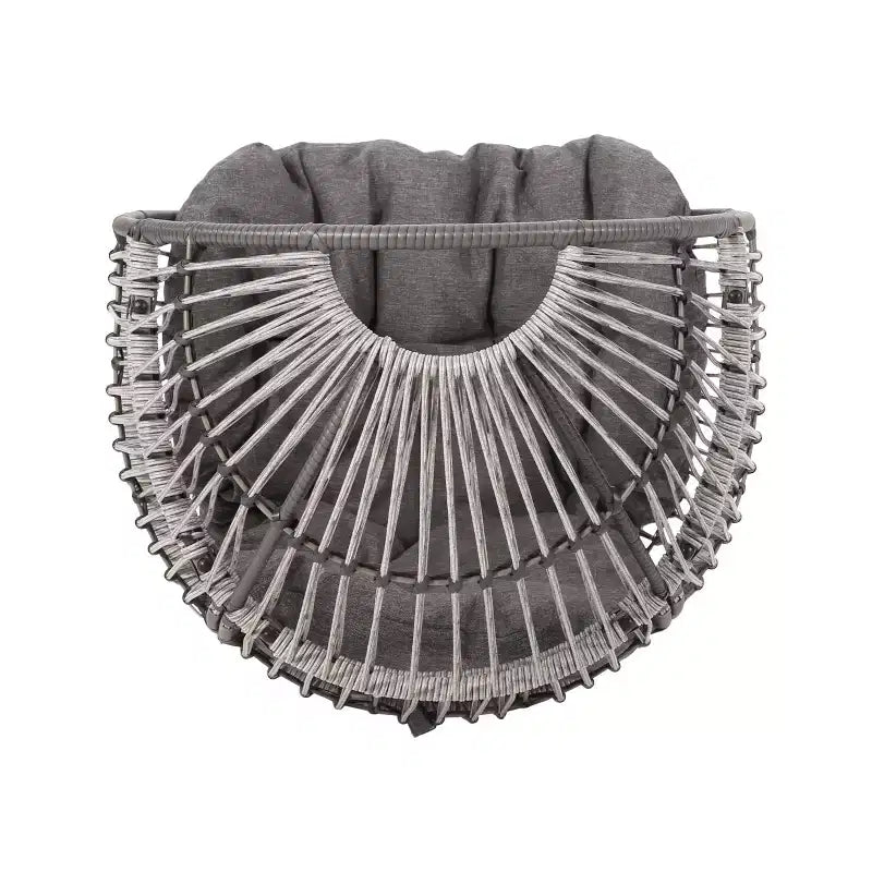 GDFStudio Fauteuil œuf pivotant d'extérieur en osier Reeve avec coussin