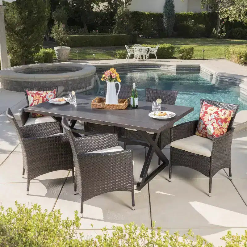 Christopher Knight Home Dion Outdoor Wicker and Aluminum 7 Piece Dining Set