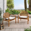Christopher Knight Home Vickers Outdoor Acacia Wood Club Chairs with Cushions (Set of 2)