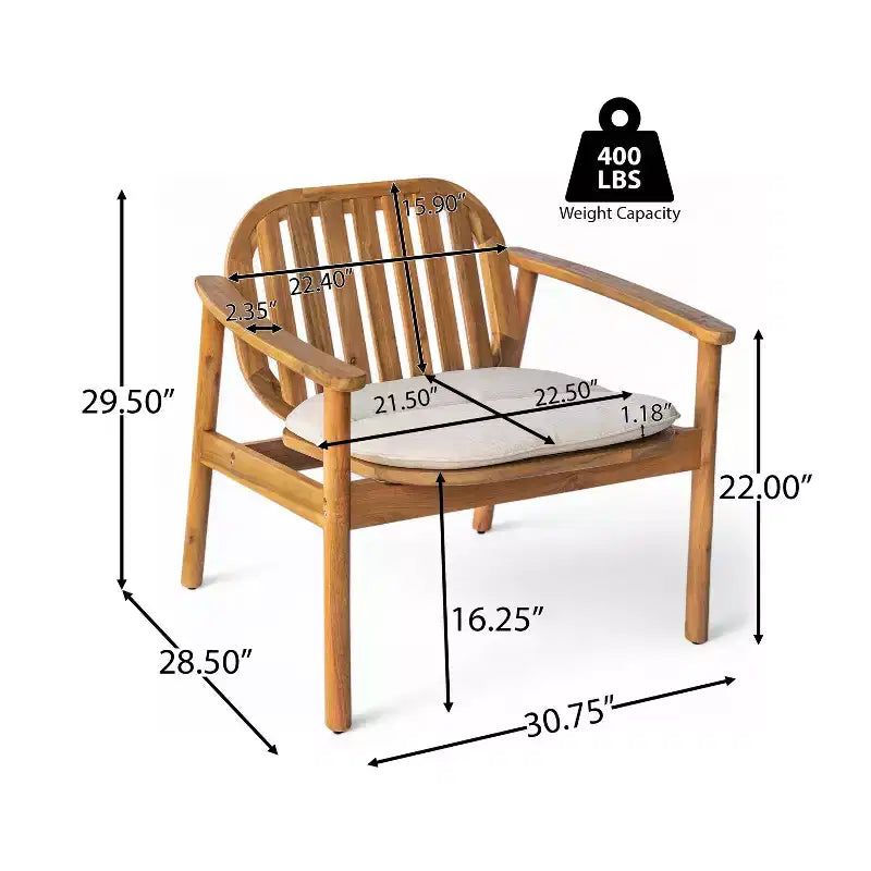 Fauteuils de jardin en bois d'acacia Christopher Knight Home Vickers avec coussins (lot de 2)