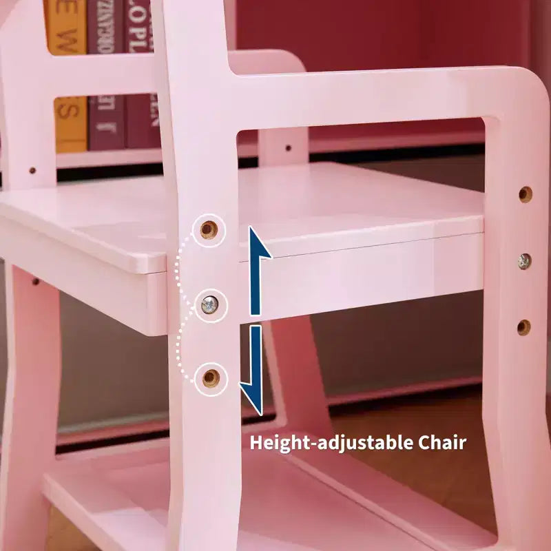 Bureau d'angle pour enfants, ensemble bureau et chaise pour enfants, table d'étude en L pour enfants - Caractéristiques tableau d'affichage étagères ouvertes et armoires de rangement