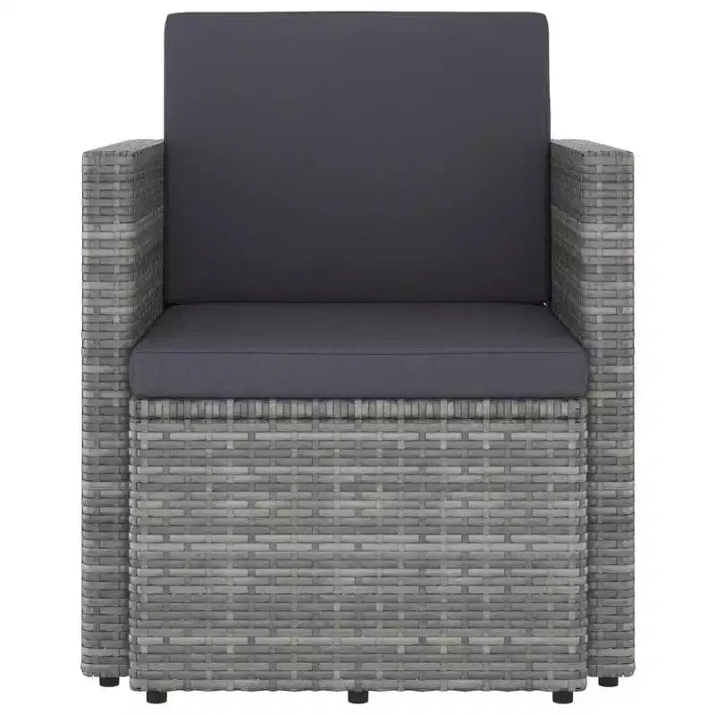 vidaXL Stylish Patio Chair with Cushions - Weather-Resistant Poly Rattan Furniture for Outdoor Use - Gray