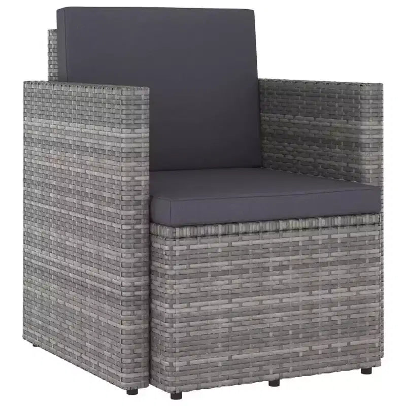 vidaXL Chaise de patio élégante avec coussins – Meubles en résine tressée résistants aux intempéries pour usage extérieur – Gris