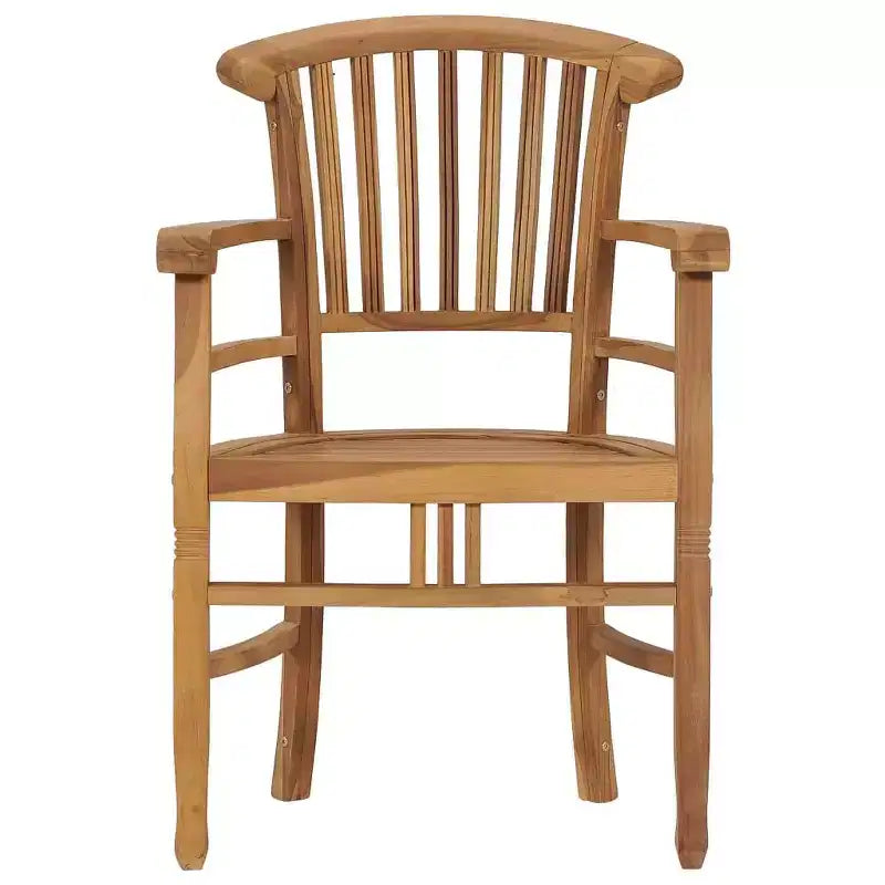 vidaXL Chaises de Patio 2 pcs Chaises de Salle à Manger d'Extérieur pour Porche Bois de Teck Massif - Avec Accoudoirs