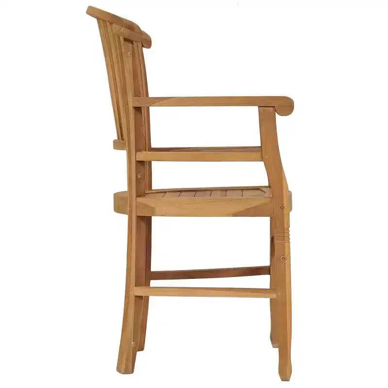 vidaXL Chaises de Patio 2 pcs Chaises de Salle à Manger d'Extérieur pour Porche Bois de Teck Massif - Avec Accoudoirs