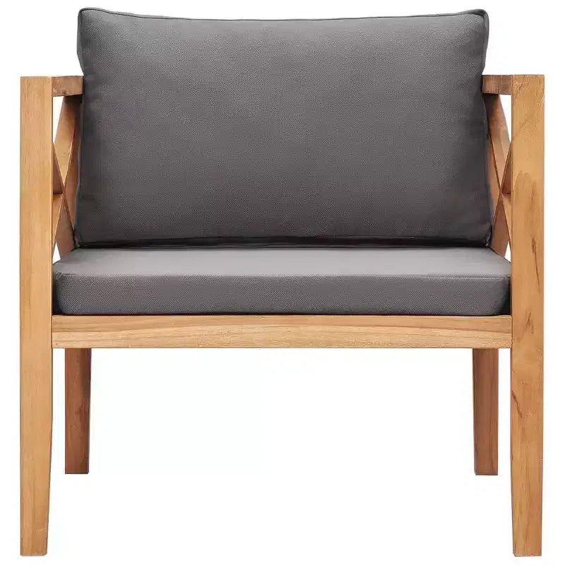 vidaXL Patio Chair Dark Gray, Teak Solid Teak Wood, Polyester Fabric