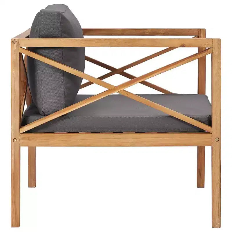 vidaXL Chaise de jardin gris foncé, bois de teck massif, tissu en polyester