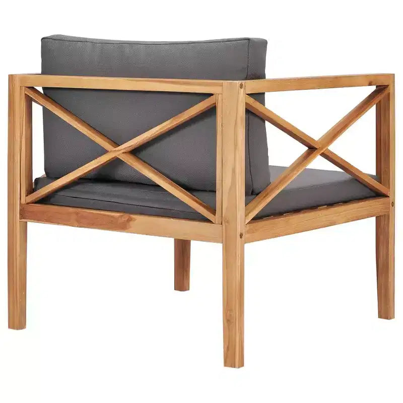 vidaXL Chaise de jardin gris foncé, bois de teck massif, tissu en polyester