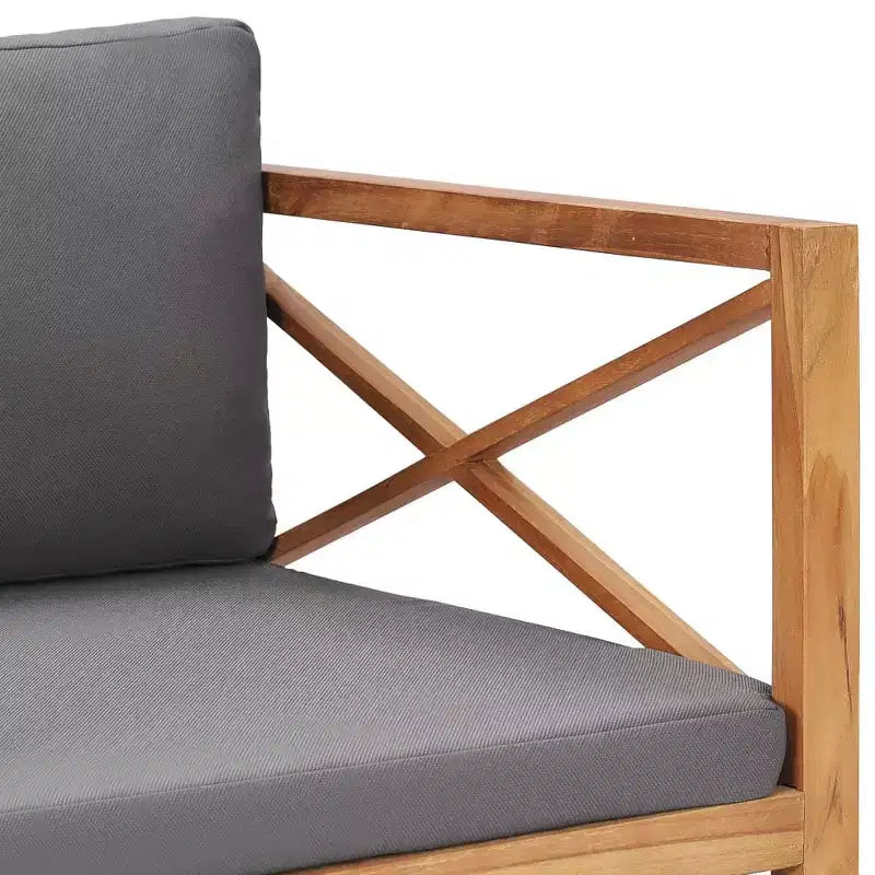 vidaXL Chaise de jardin gris foncé, bois de teck massif, tissu en polyester