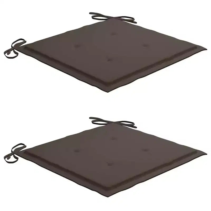 vidaXL Chaises de Patio en Bois de Teck Massif avec Coussins Taupe Confortables - Lot de 2 - Chaises de Jardin Pliables et Résistantes aux Intempéries pour Intérieur/Extérieur