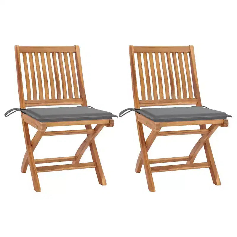 vidaXL Ensemble de 2 Chaises de Jardin Teck Bois de Teck Massif Taille Adulte Pliable