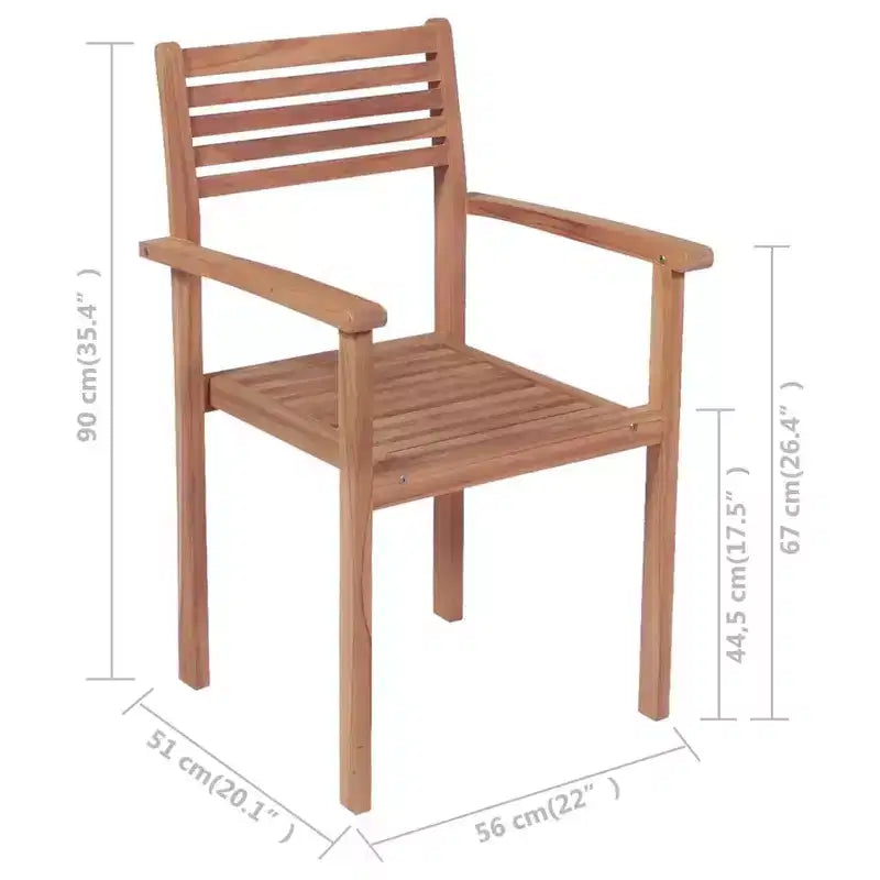 vidaXL Lot de 8 Chaises de Jardin Empilables en Teck Massif