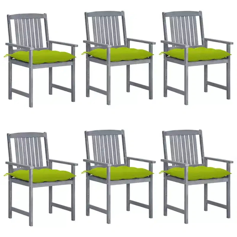 vidaXL Chaises de patio 6 pcs avec coussins - Bois d'acacia massif gris Sièges d'extérieur pour patio/jardin/terrasse - 24x22.4x36.2