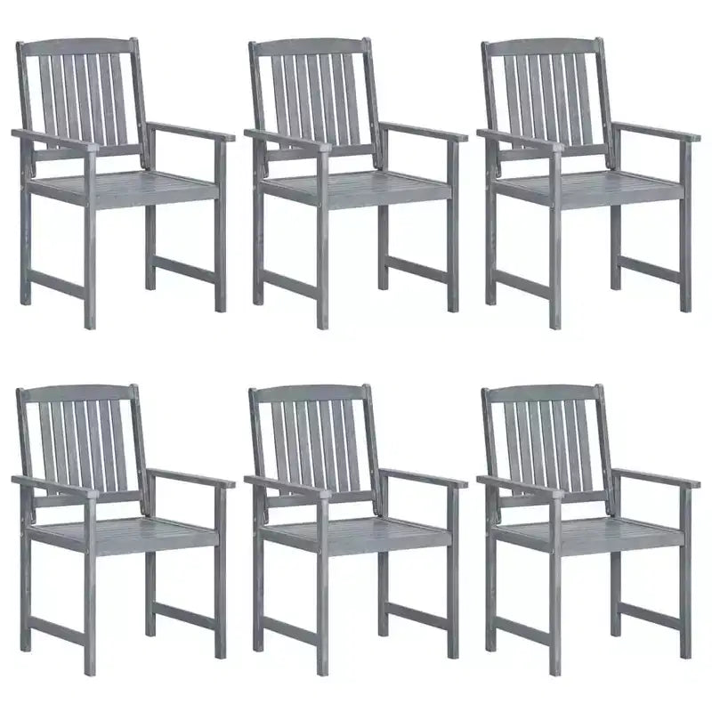 vidaXL Chaises de patio 6 pcs avec coussins - Bois d'acacia massif gris Sièges d'extérieur pour patio/jardin/terrasse - 24x22.4x36.2