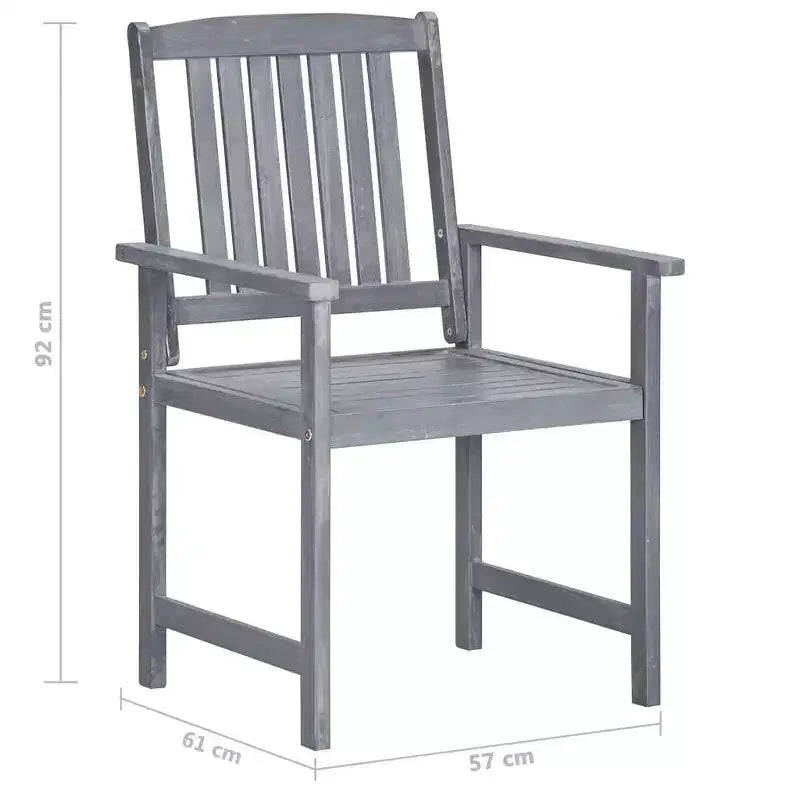 vidaXL Chaises de patio 6 pcs avec coussins - Bois d'acacia massif gris Sièges d'extérieur pour patio/jardin/terrasse - 24x22.4x36.2