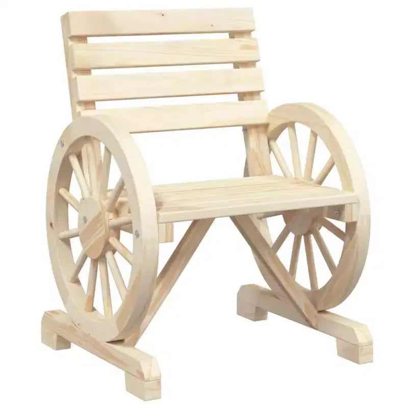 vidaXL Lot de 4 chaises de jardin - Bois de sapin massif, assise résistante aux intempéries avec accoudoirs en forme de roue de chariot pour jardin/terrasse, style ferme marron