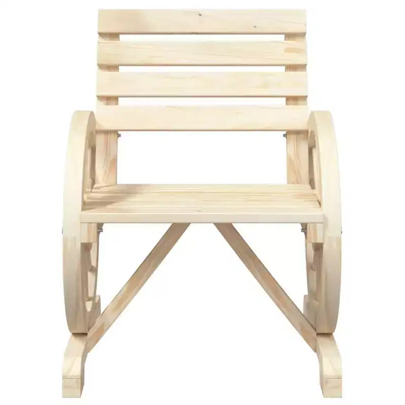 vidaXL Lot de 4 chaises de jardin - Bois de sapin massif, assise résistante aux intempéries avec accoudoirs en forme de roue de chariot pour jardin/terrasse, style ferme marron