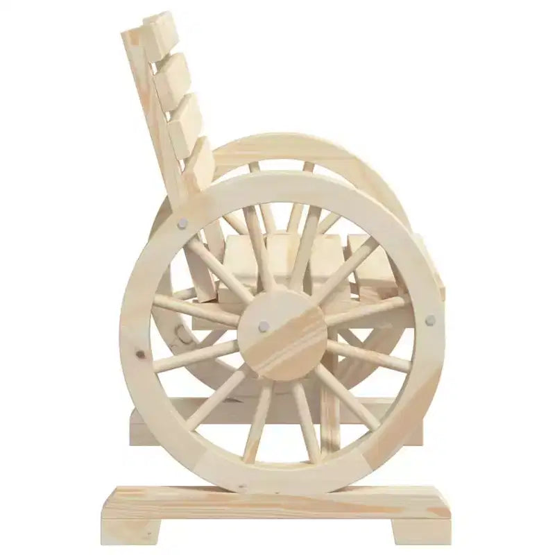 vidaXL Lot de 4 chaises de jardin - Bois de sapin massif, assise résistante aux intempéries avec accoudoirs en forme de roue de chariot pour jardin/terrasse, style ferme marron