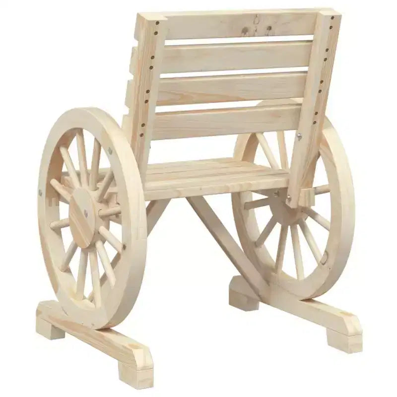 vidaXL Lot de 4 chaises de jardin - Bois de sapin massif, assise résistante aux intempéries avec accoudoirs en forme de roue de chariot pour jardin/terrasse, style ferme marron