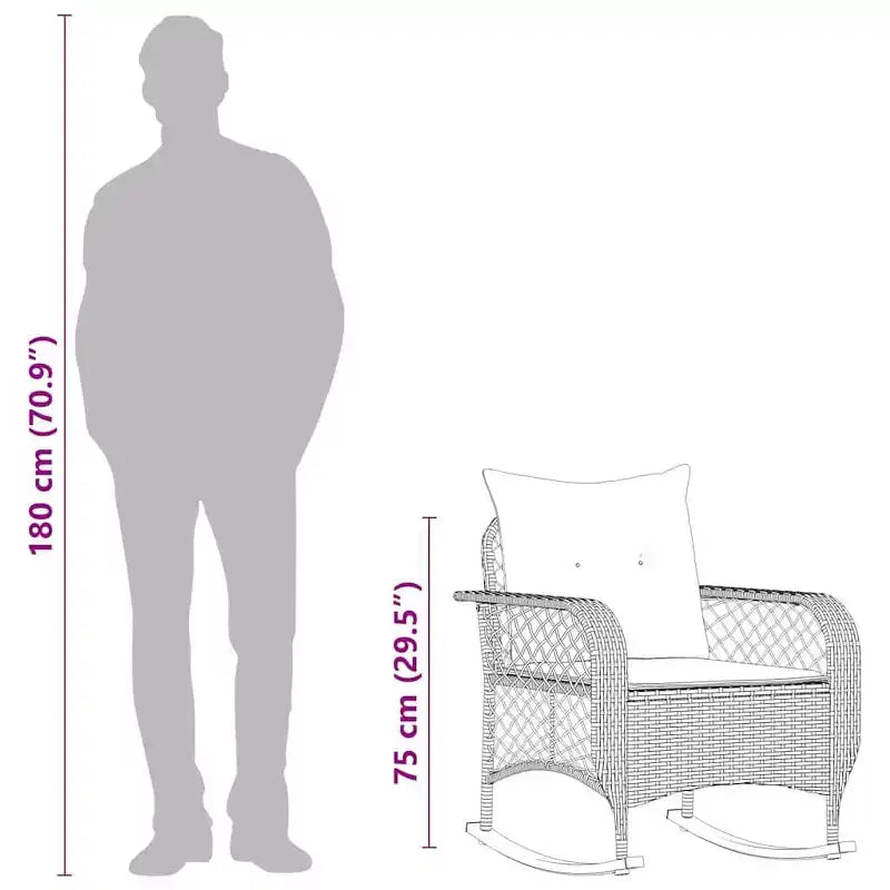 vidaXL Chaise à bascule de jardin avec coussins, Résine tressée Gris - Gris et Bleu