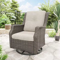 Bestier Patio Wicker Glider Swivel Chairs with Padded Cushion, Outdoor PE Rattan Rocking Chair with Ergonomic High Back for Garden, Porch, Backyard