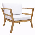 Sunnydaze Bodie Acacia Wood Patio Armchair with Bone White Cushions - Natural